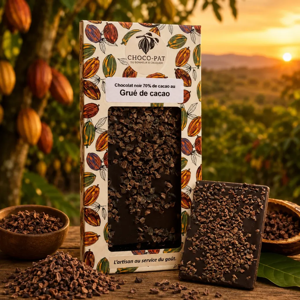 [CHOCO-009] Tablette de chocolat noir au grué de cacao - Chocolat noir 70%