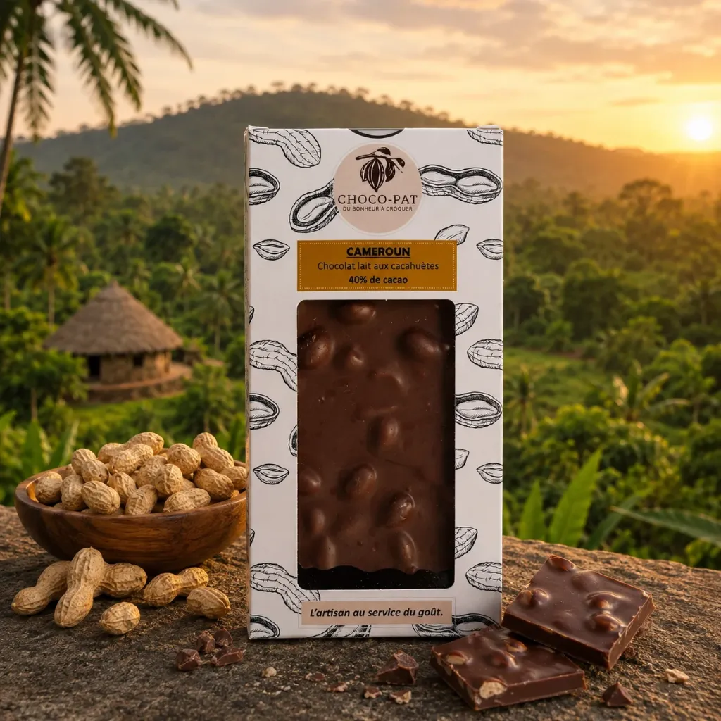 [CHOCO-011] Tablette CAMEROUN de cacao aux cacahuètes Chocolat au lait 40%