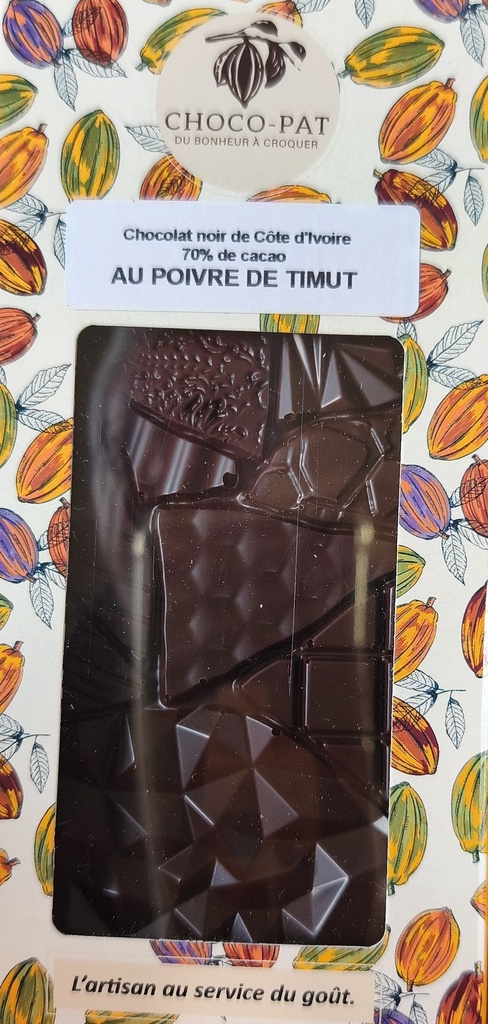 [CHOCO-022] Tablette Chocolat noir 70% de cacao au poivre de Timut