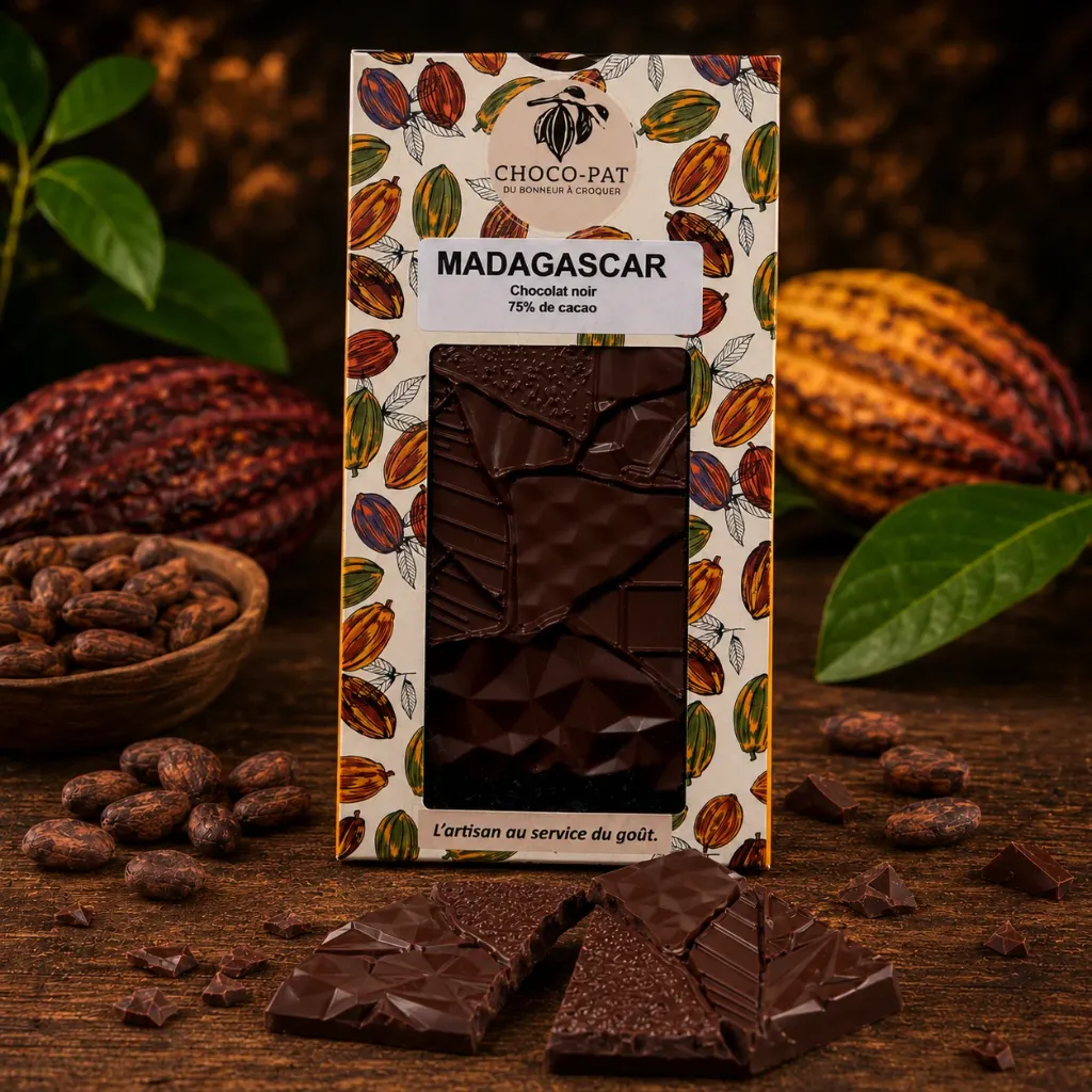 [CHOCO-015] Tablette Madagascar - Chocolat noir de Madagascar 75% de cacao.