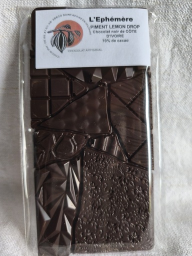 Tablette l'Ephémère   - Chocolat au piment Lemon Drop.